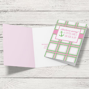 Anchors Away Girl Nautical Baby Shower Card