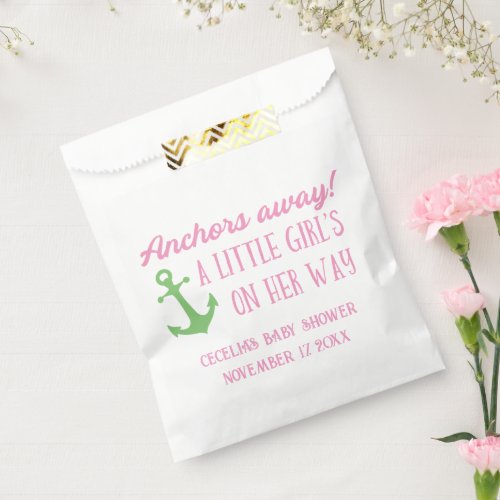 Anchors Away Girl Nautical Baby Shower Favor Bag