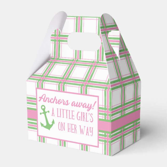 Anchors Away Girl Nautical Baby Shower Favor Boxes (Front Side)