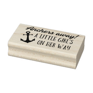 Anchors Away Girl Nautical Baby Shower Rubber Stamp