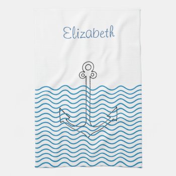 Anchor's Away! Girly Nautical Retro Custom Towel by ConstanceJudes at Zazzle