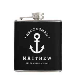 Anchors Away Groomsman Flask