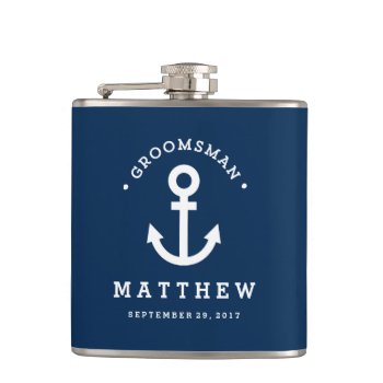 Anchors Away Groomsman Hip Flask by FINEandDANDY at Zazzle
