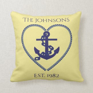 Anchors Away in Blue Throw Pillow