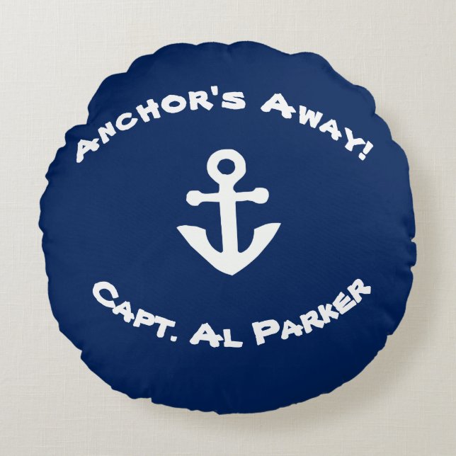 Anchor's Away Personalized Nautical Sailing Pillow (Front)