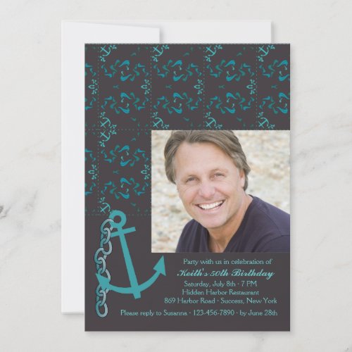 Anchors Away Photo Nautical Invitation