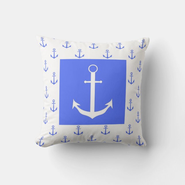 Anchors Away Pillow (White) (Front)