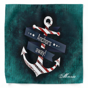 Anchors Away Print Nautical Anchor Monogram Bandana