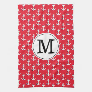 Anchors Away! Red Custom Monogrammed Golf Bag Towel