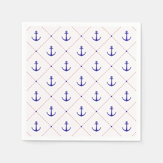 Anchors Away Red White Blue Napkins (Front)