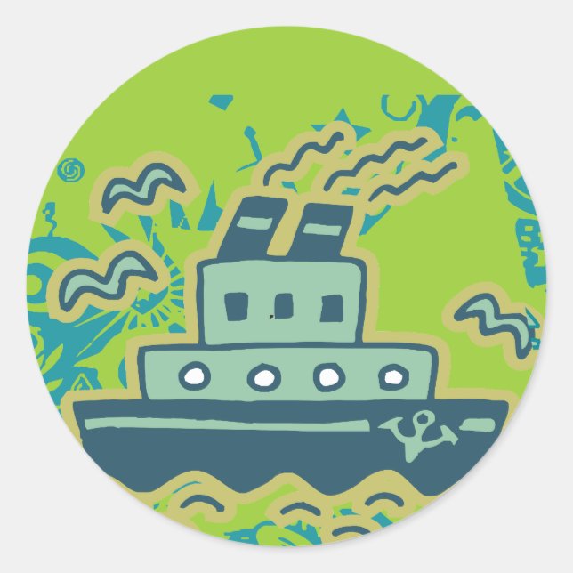 Anchors Away Tugboat Tshirts and GIfts Classic Round Sticker (Front)