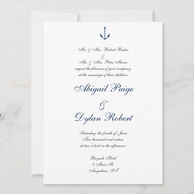 "Anchors Away" Wedding Invitations (Front)
