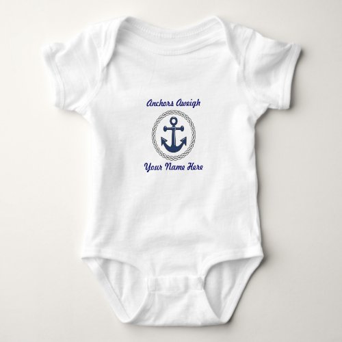 Anchors Aweigh 1 Personalized Baby Bodysuit