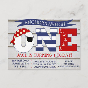 Anchors Aweigh 1st Birthday invitation
