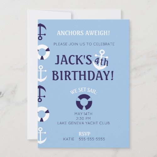 Anchors Aweigh Birthday Invitation