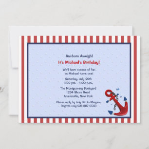 Anchors Aweigh Birthday Party Invitation