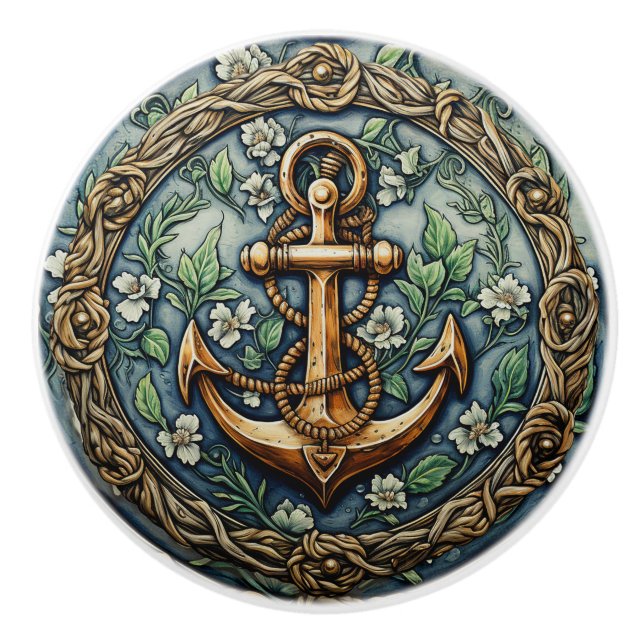 Anchors Aweigh  Ceramic Knob (Front)