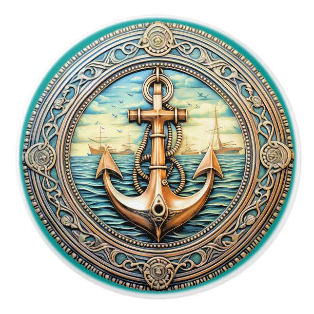 Anchors Aweigh  Ceramic Knob (Front)