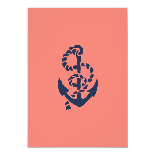 Anchors Aweigh! Coral Nautical Girl Baby Shower Invitation