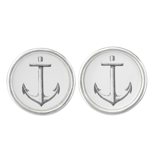 Anchors aweigh cufflinks, round cufflinks (Front)