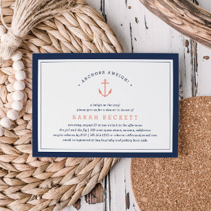Anchors Aweigh   Nautical Baby Shower Invitation