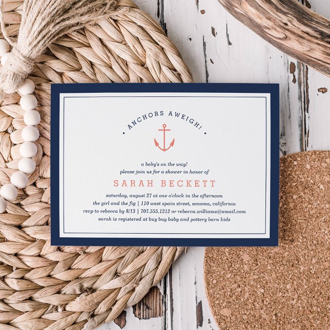 Anchors Aweigh | Nautical Baby Shower Invitation (Creator Uploaded)