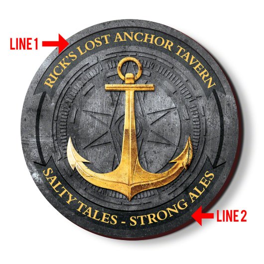 Anchors Aweigh Nautical Round Wooden Wall Sign (Example)