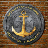 Anchors Aweigh Nautical Round Wooden Wall Sign (Front)
