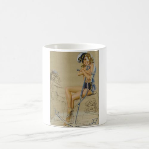 Anchors Aweigh Pin Up Art Coffee Mug