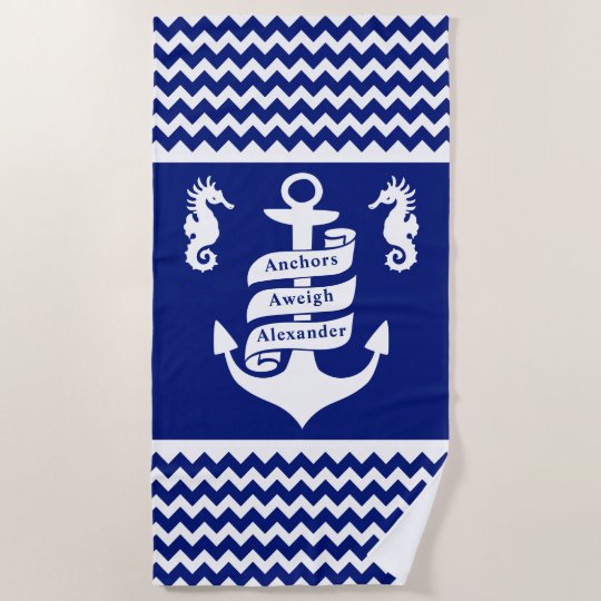 Anchors Aweigh Retirement Cruise Nautical Beach Towel | Zazzle.com