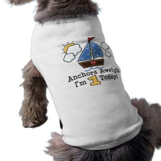 Anchors Aweigh Sailboat 1st Birthday Dog T-shirt