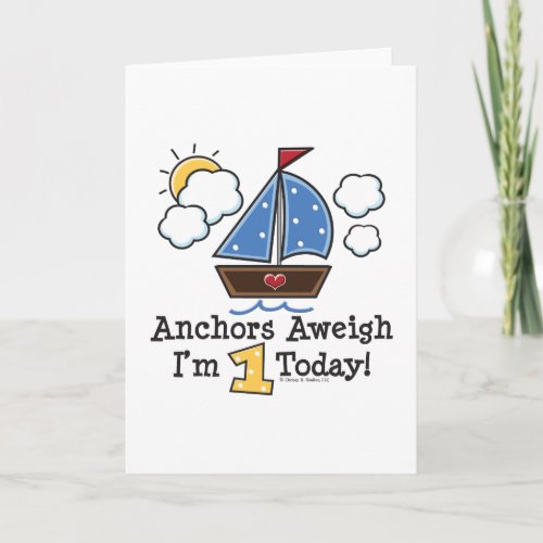 Anchors Aweigh Sailboat 1st Birthday Invitations