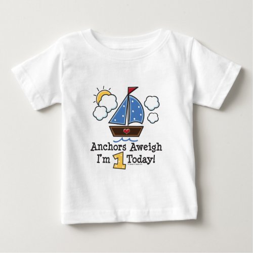 Anchors Aweigh Sailboat 1st Birthday T_shirt