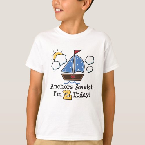 Anchors Aweigh Sailboat 2nd Birthday T_shirt