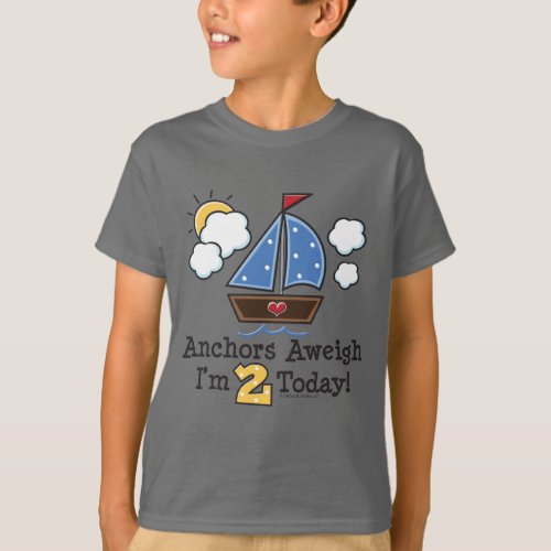 Anchors Aweigh Sailboat 2nd Birthday Tee