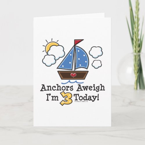 Anchors Aweigh Sailboat 3rd Birthday Invitations