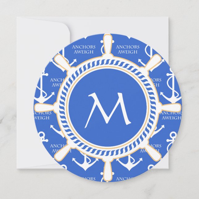 Anchors Aweigh Sailing Theme Coastal Pattern Invitation (Front)