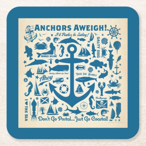 Anchors Aweigh Square Paper Coaster