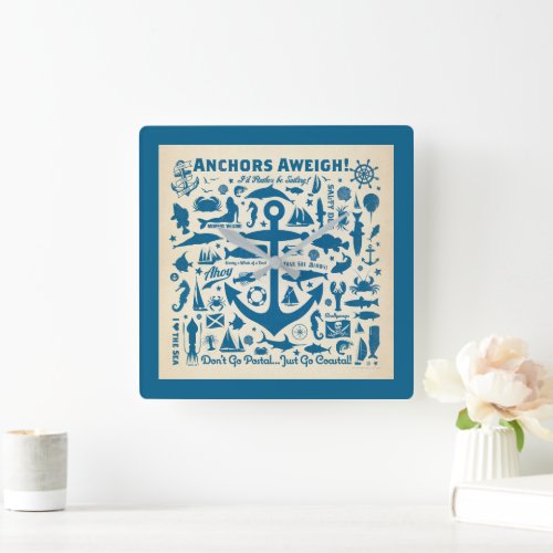 Anchors Aweigh Square Wall Clock