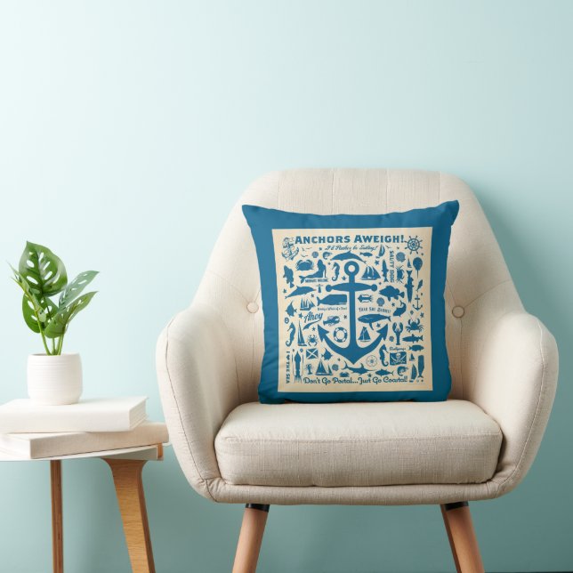 Anchors Aweigh! Throw Pillow (Chair)