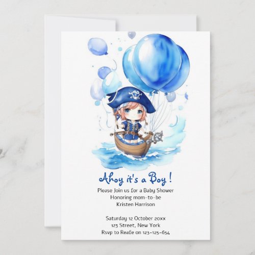 Anchors Aweigh to Celebrate Boy Baby Shower Invitation