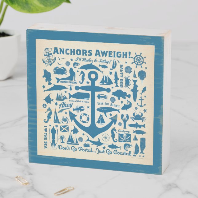 Anchors Aweigh! Wooden Box Sign (In Situ Horizontal)