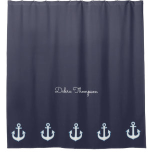 Anchors Blue Nautical & personalized Shower Curtain