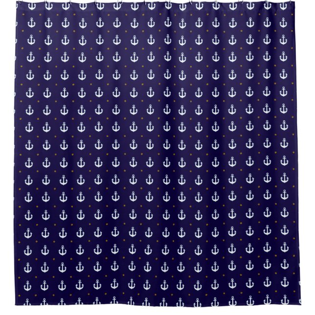 Anchors Blue Shower Curtain (Front)
