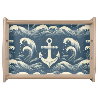 Anchors Down Deep Serving Tray