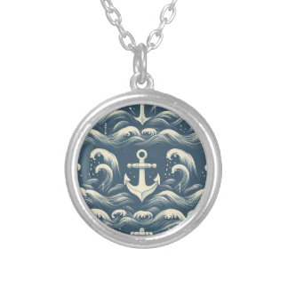 Anchors Down Deep Silver Plated Necklace