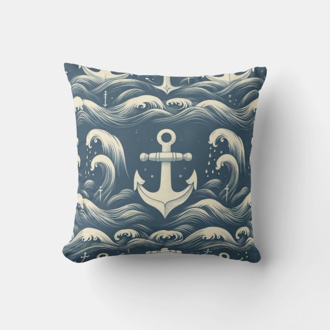Anchors Down Deep Throw Pillow (Front)