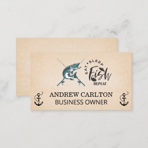 Anchors  Fish and Poles Logo Business Card