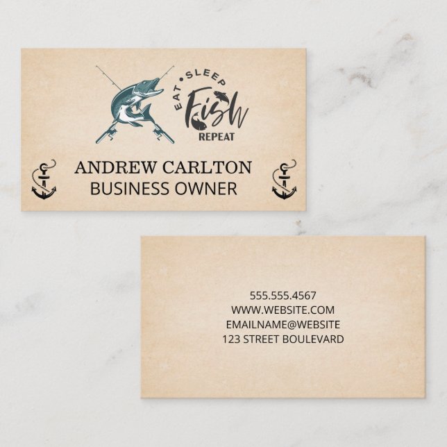 Anchors | Fish and Poles Logo Business Card (Front/Back)