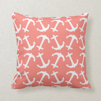 anchors galore coral pink throw pillow